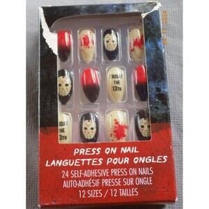 Friday The 13th Press On Nail Chips NIB 12 sizes 24 Self Adhesive Nail Chips